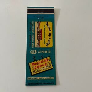 Round-Up Lodge Hotel Cottages Deming NM Vintage Matchbook Cover SMB24-6